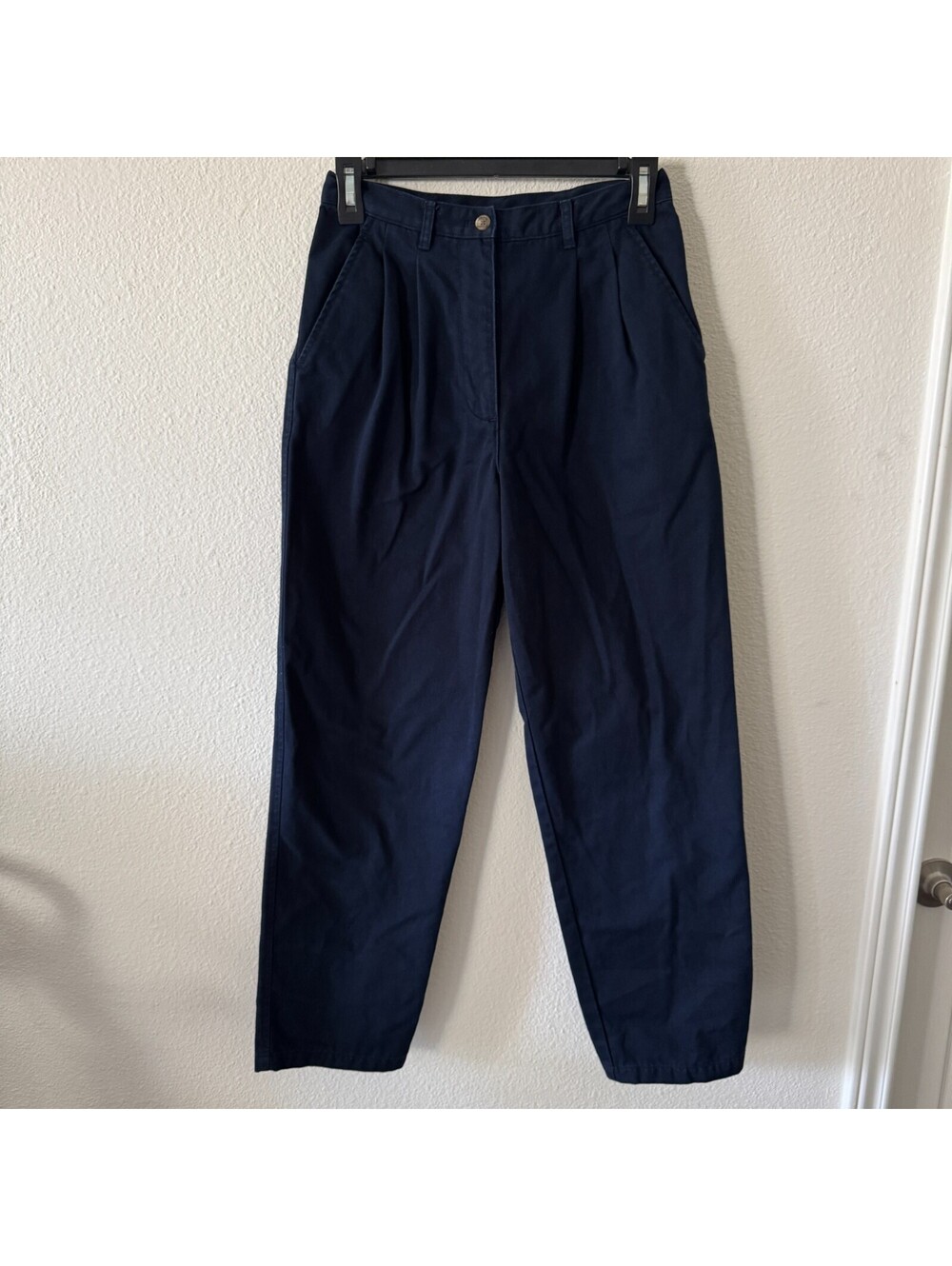 Vtg Lauren Ralph Lauren Navy Ankle Chino Pants Women Petite 2P Pleated HighWaist